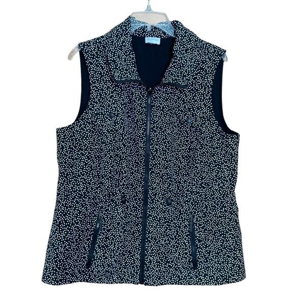 Chico’s Zenergy Neema Reversible Black & White Zip Polka Dot Vest (Size L) - Picture 1 of 15